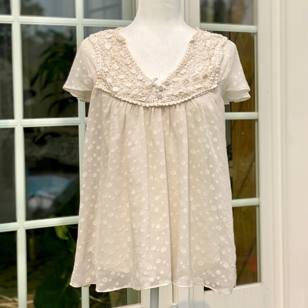 Chiffon and Crochet Baby Doll Blouse